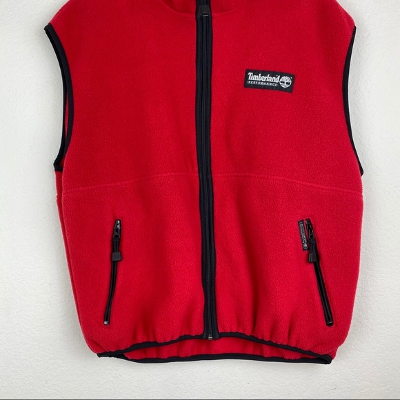 Vintage Timberland Polartec Red Full Zip Vest SZ L - Picture 5 of 10